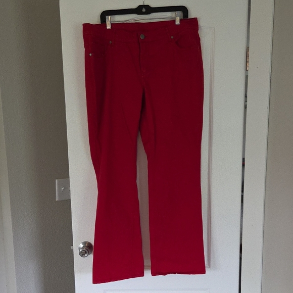 Faded Glory Bold Red Pants With Red Rhinestones On Back Pockets Size 18W - Picture 1 of 6